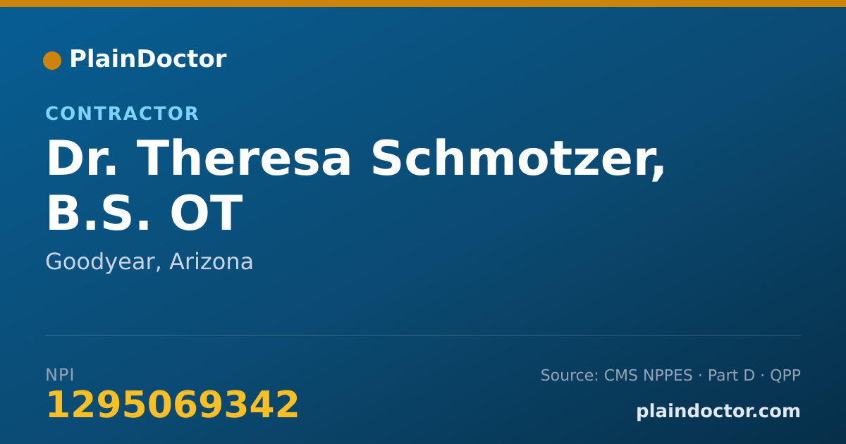 Shareable card for Theresa Schmotzer, B.S. OT - Contractor, Goodyear, AZ