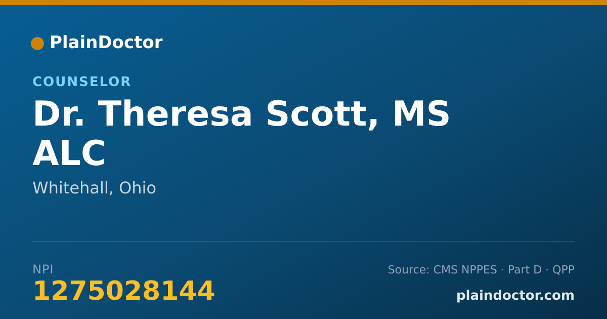Shareable card for Theresa Scott, MS ALC - Counselor, Whitehall, OH