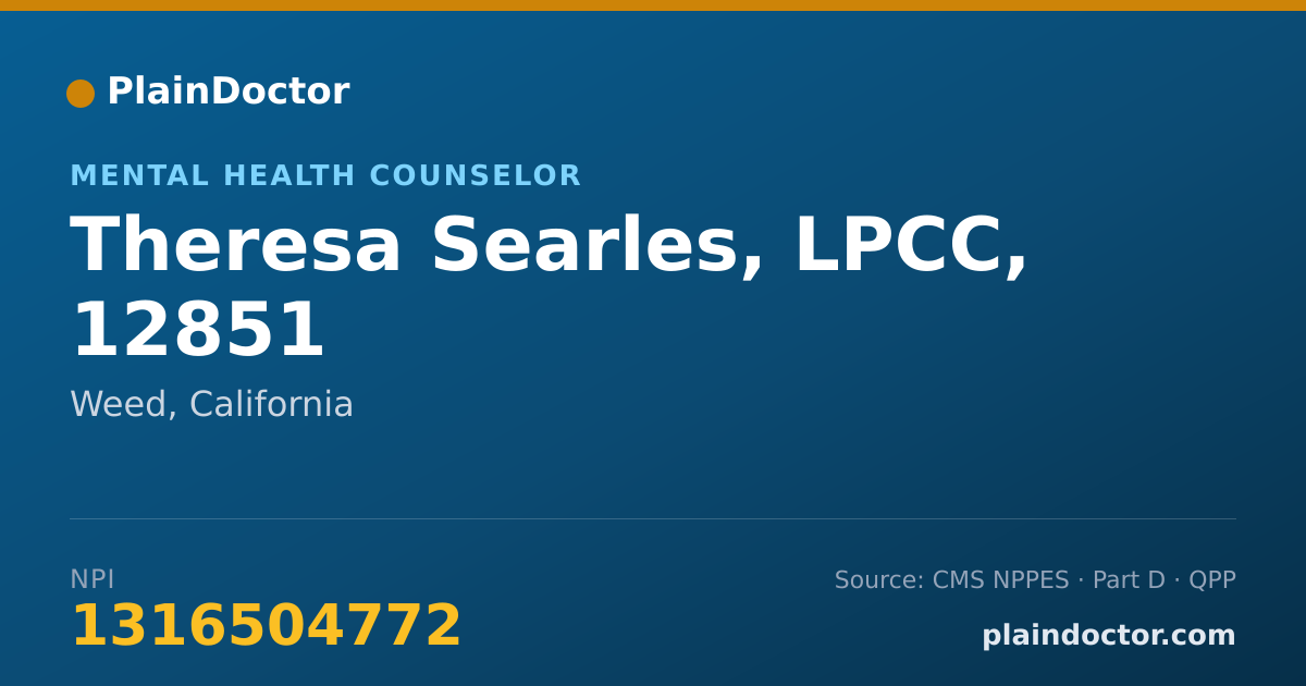 Shareable card for Theresa Searles, LPCC, 12851 - Mental Health Counselor, Antioch, CA