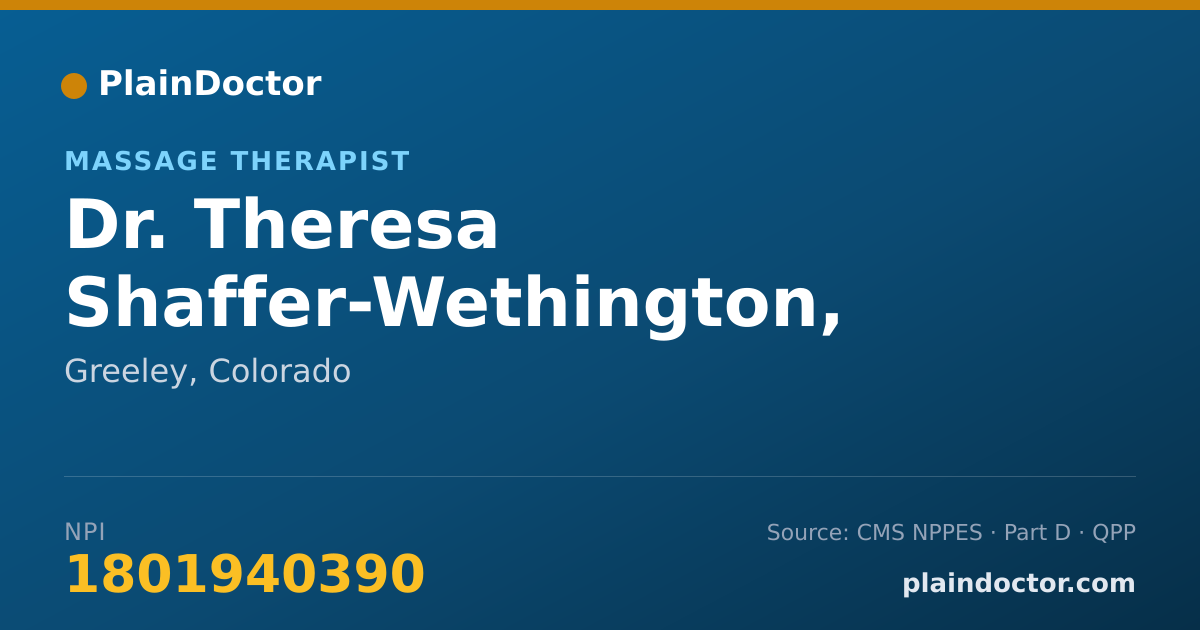 Shareable card for Theresa Shaffer-Wethington, OTR - Massage Therapist, Greeley, CO