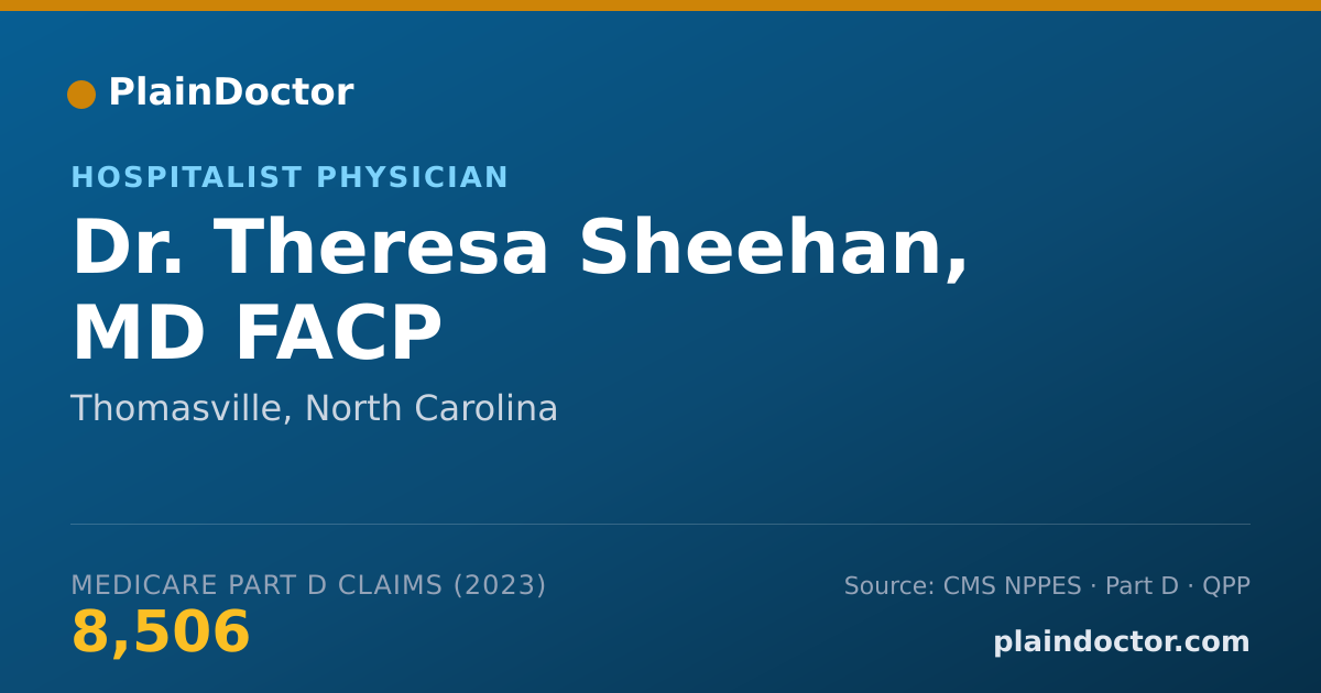 Shareable card for Theresa Sheehan, MD FACP - Hospitalist Physician, Thomasville, NC