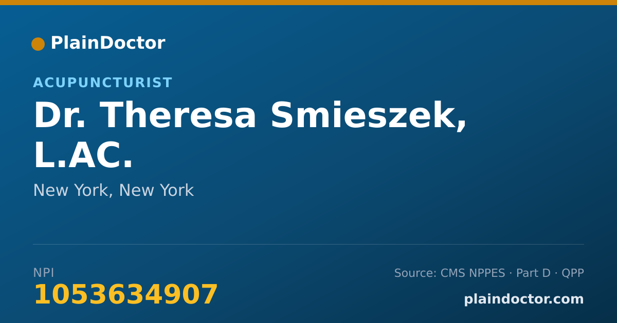 Shareable card for Theresa Smieszek, L.AC. - Acupuncturist, New York, NY
