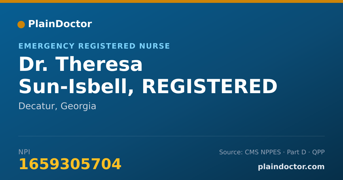 Shareable card for Theresa Sun-Isbell, REGISTERED NURSE - Emergency Registered Nurse, Decatur, GA