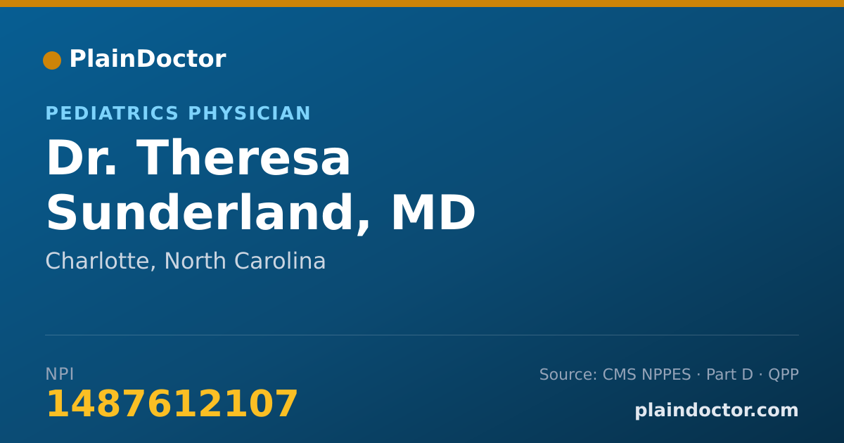 Shareable card for Theresa Sunderland, MD - Pediatrics Physician, Charlotte, NC