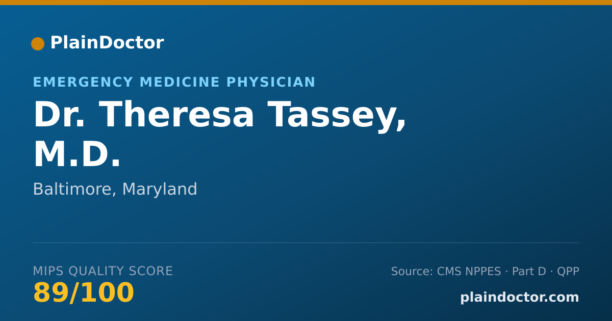 Shareable card for Theresa Tassey, M.D. - Emergency Medicine Physician, Baltimore, MD
