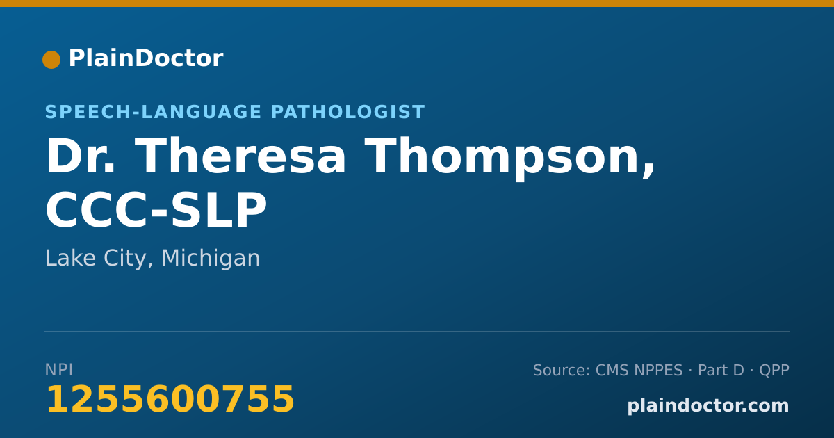 Shareable card for Theresa Thompson, CCC-SLP - Speech-Language Pathologist, Lake City, MI