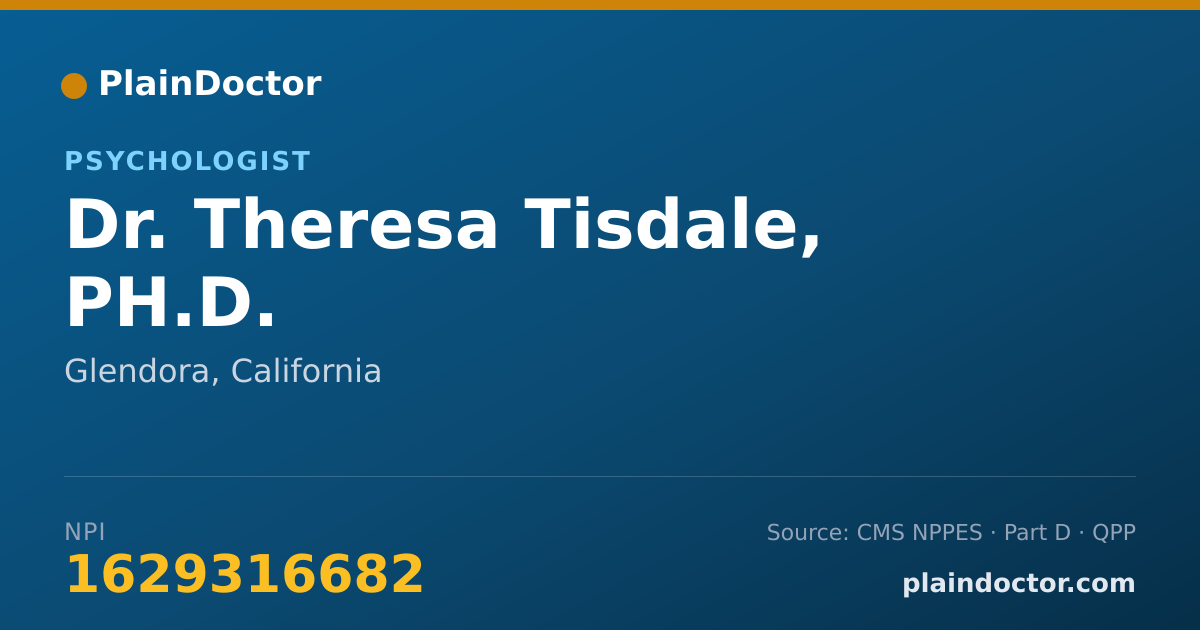 Shareable card for Theresa Tisdale, PH.D. - Psychologist, Glendora, CA
