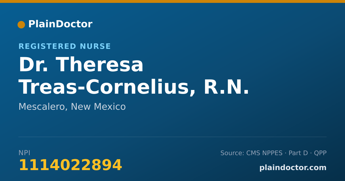 Shareable card for Theresa Treas-Cornelius, R.N. - Registered Nurse, Mescalero, NM