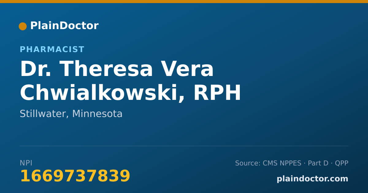 Shareable card for Theresa Vera Chwialkowski, RPH - Pharmacist, Stillwater, MN