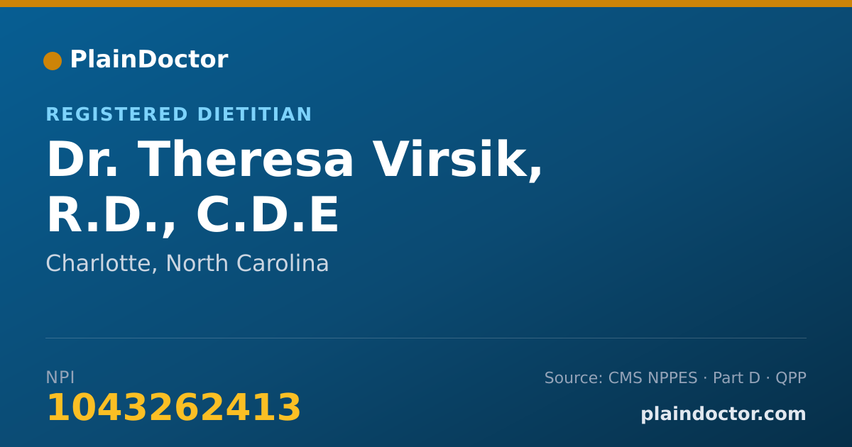 Shareable card for Theresa Virsik, R.D., C.D.E - Registered Dietitian, Charlotte, NC
