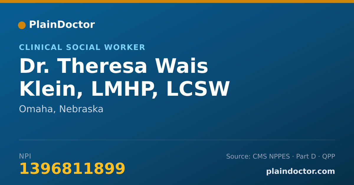 Shareable card for Theresa Wais Klein, LMHP, LCSW - Clinical Social Worker, Omaha, NE