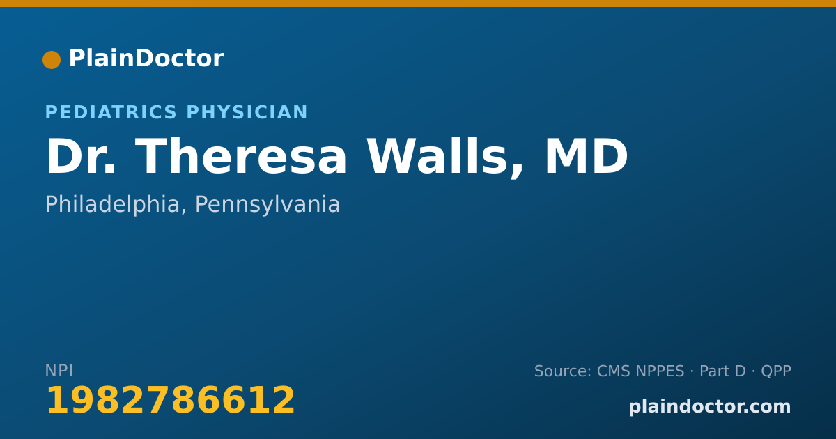 Shareable card for Theresa Walls, MD - Pediatrics Physician, Philadelphia, PA