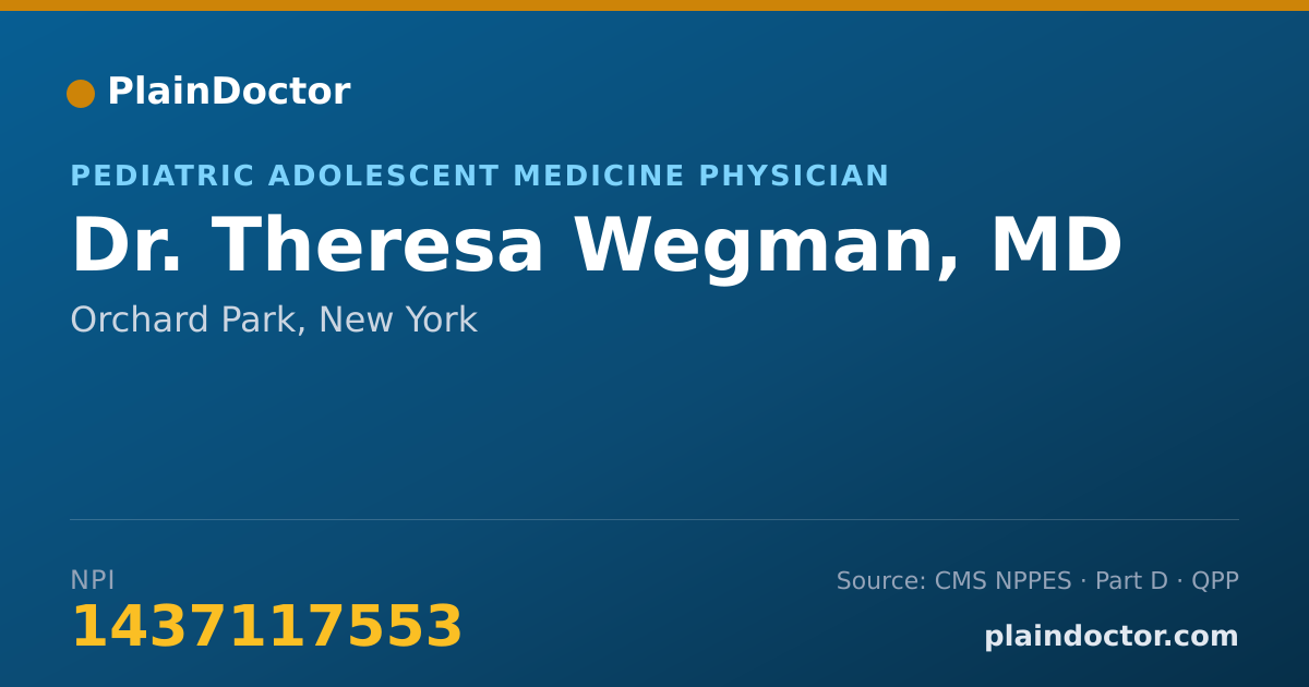 Shareable card for Theresa Wegman, MD - Pediatric Adolescent Medicine Physician, Orchard Park, NY