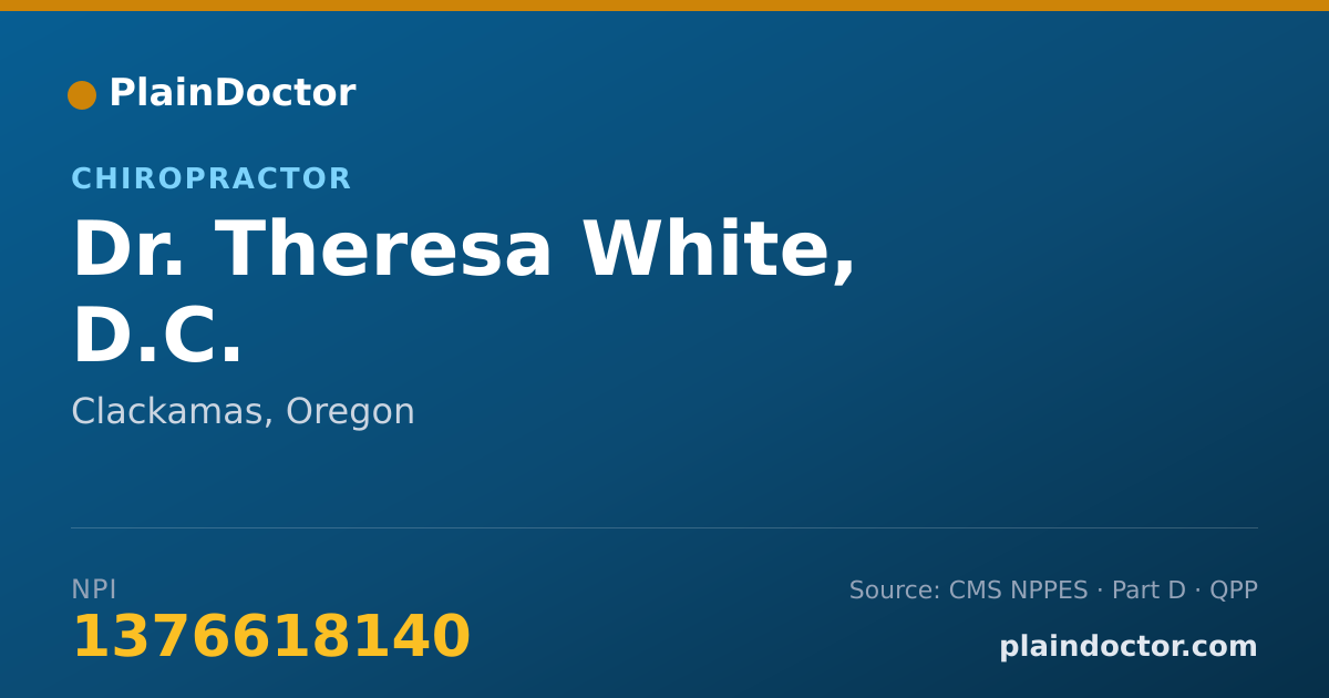 Shareable card for Theresa White, D.C. - Chiropractor, Clackamas, OR