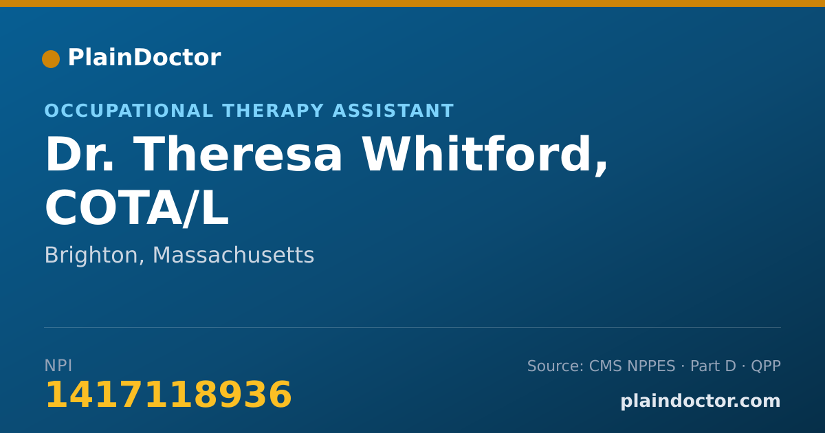 Shareable card for Theresa Whitford, COTA/L - Occupational Therapy Assistant, Brighton, MA