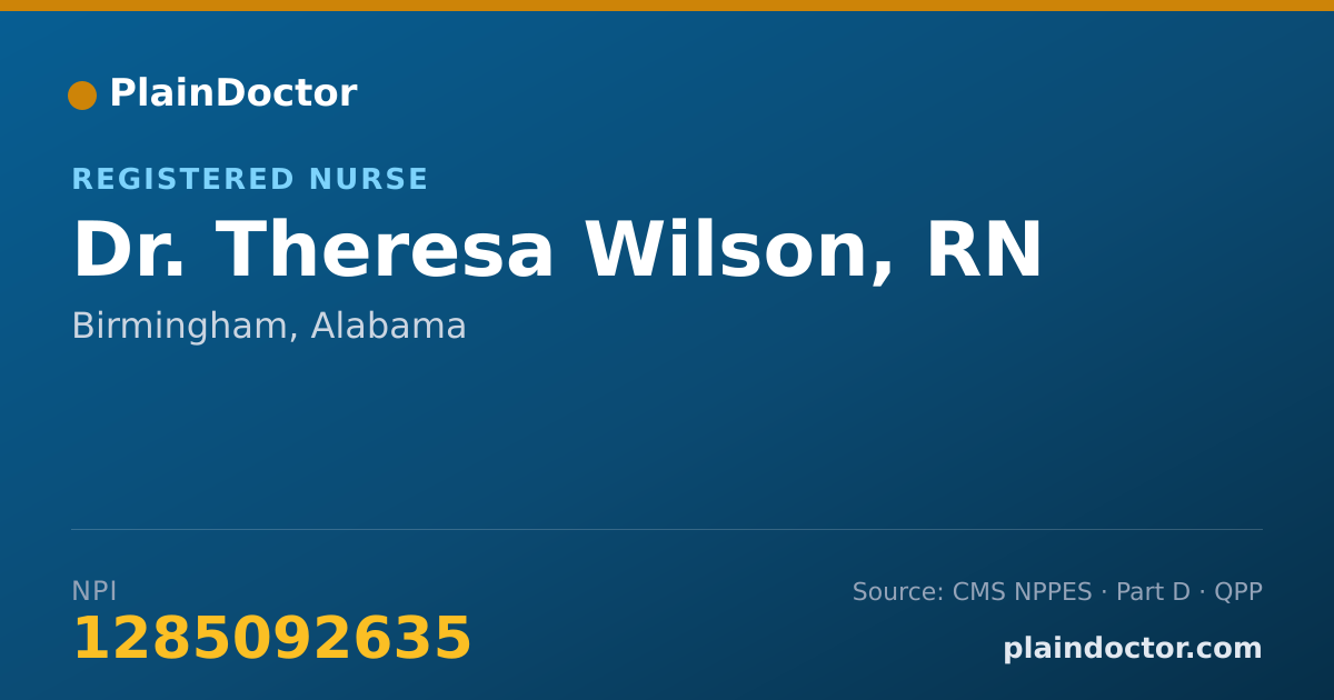 Shareable card for Theresa Wilson, RN - Registered Nurse, Birmingham, AL