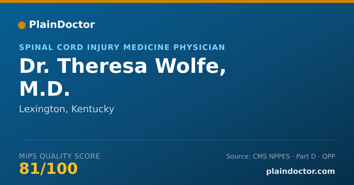 Shareable card for Theresa Wolfe, M.D. - Spinal Cord Injury Medicine Physician, Lexington, KY