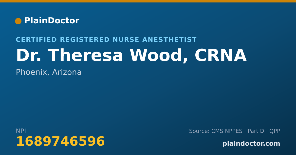 Shareable card for Theresa Wood, CRNA - Certified Registered Nurse Anesthetist, Phoenix, AZ