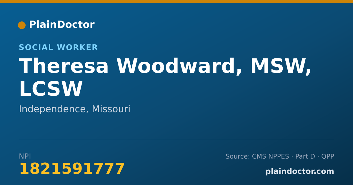 Shareable card for Theresa Woodward, MSW, LCSW - Social Worker, Independence, MO
