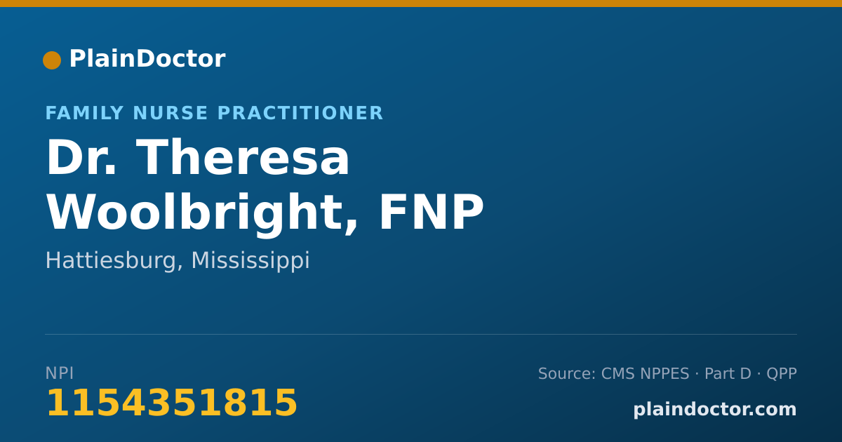 Shareable card for Theresa Woolbright, FNP - Family Nurse Practitioner, Hattiesburg, MS