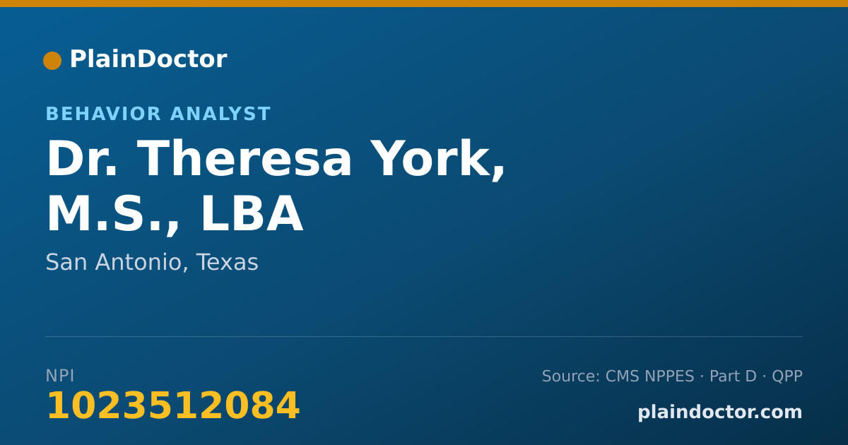 Shareable card for Theresa York, M.S., LBA - Behavior Analyst, San Antonio, TX
