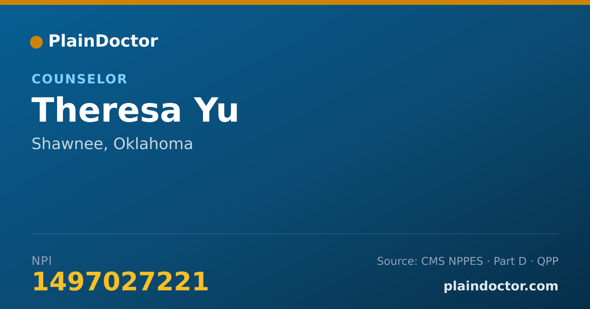 Shareable card for Theresa Yu - Counselor, Shawnee, OK