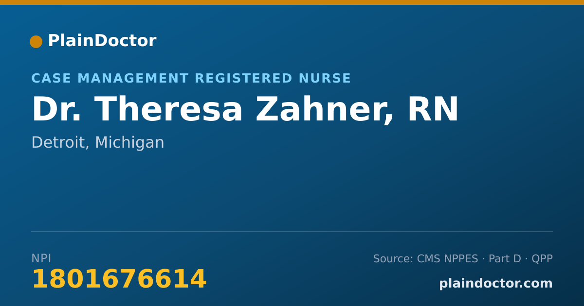 Shareable card for Theresa Zahner, RN - Case Management Registered Nurse, Detroit, MI