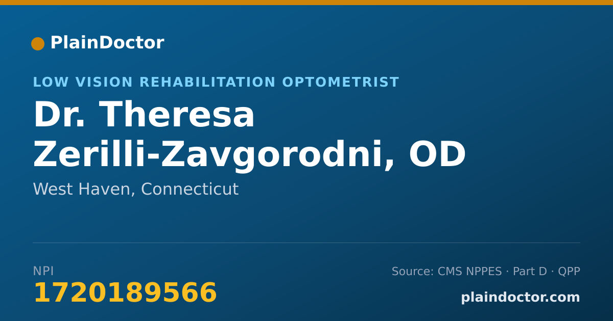 Shareable card for Theresa Zerilli-Zavgorodni, OD - Low Vision Rehabilitation Optometrist, West Haven, CT