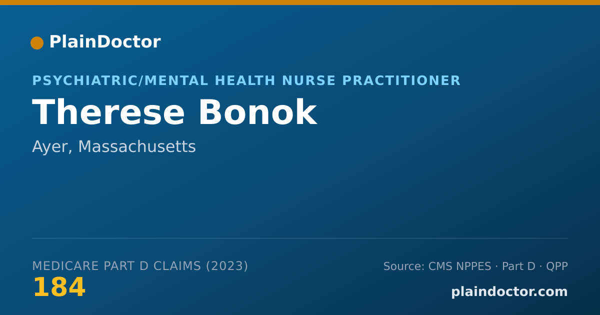 Shareable card for Therese Bonok - Psychiatric/Mental Health Nurse Practitioner, Ayer, MA