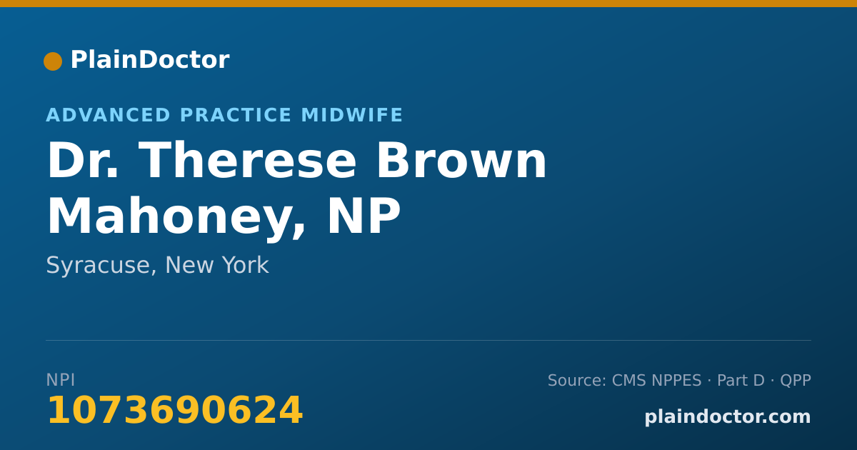 Shareable card for Therese Brown Mahoney, NP - Advanced Practice Midwife, Syracuse, NY