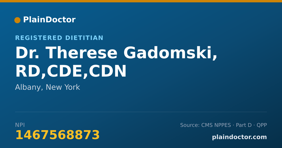 Shareable card for Therese Gadomski, RD,CDE,CDN - Registered Dietitian, Albany, NY