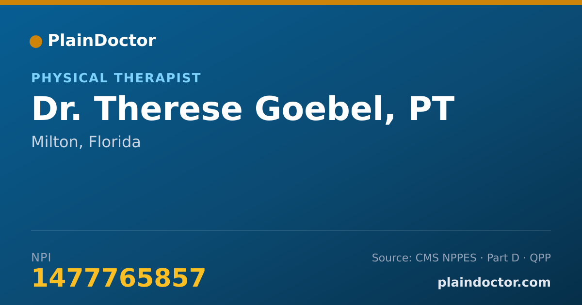 Shareable card for Therese Goebel, PT - Physical Therapist, Milton, FL