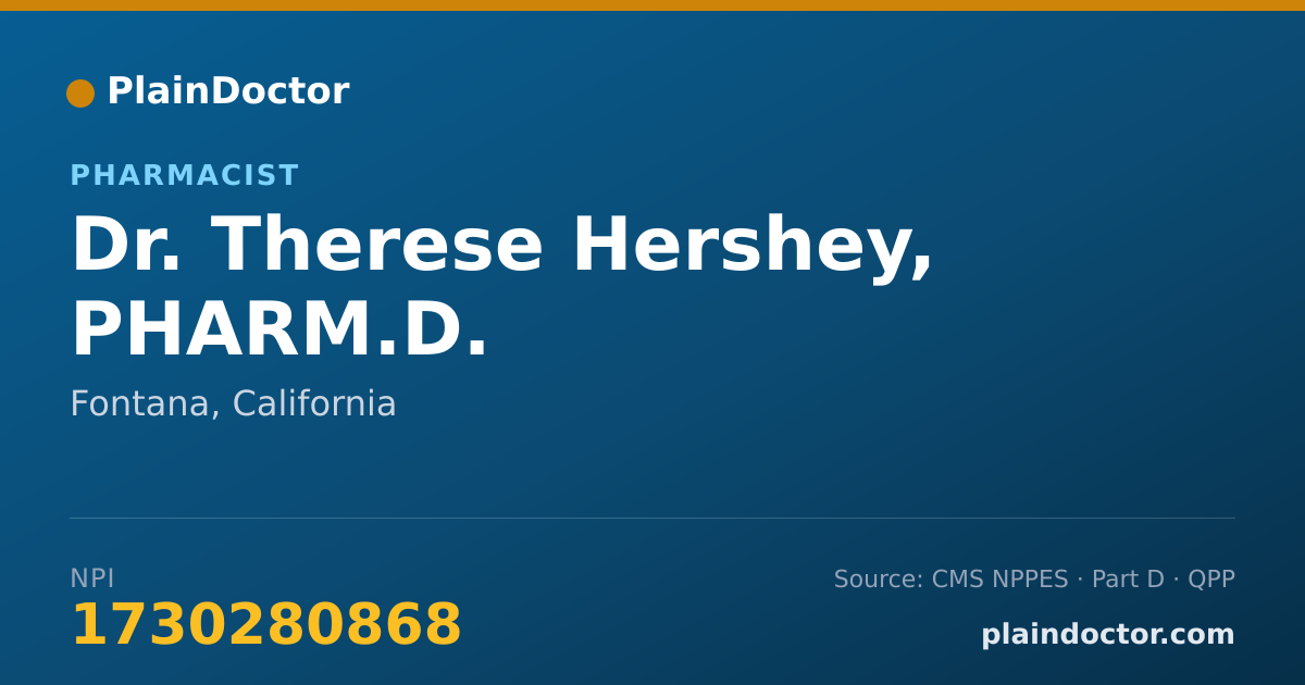 Shareable card for Therese Hershey, PHARM.D. - Pharmacist, Fontana, CA