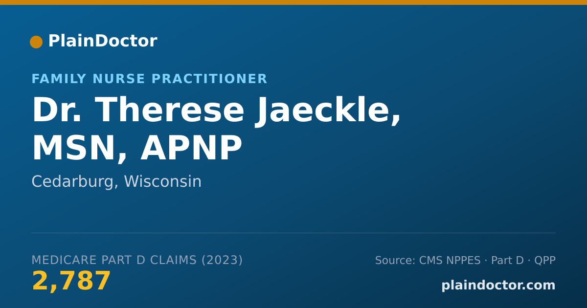 Shareable card for Therese Jaeckle, MSN,  APNP - Family Nurse Practitioner, Cedarburg, WI
