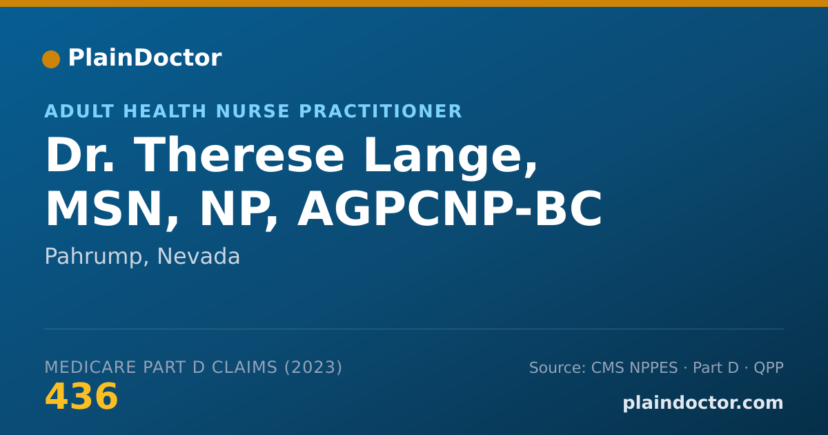 Shareable card for Therese Lange, MSN, NP, AGPCNP-BC - Adult Health Nurse Practitioner, Pahrump, NV