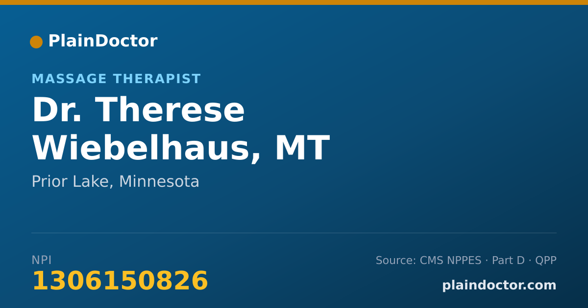 Shareable card for Therese Wiebelhaus, MT - Massage Therapist, Prior Lake, MN