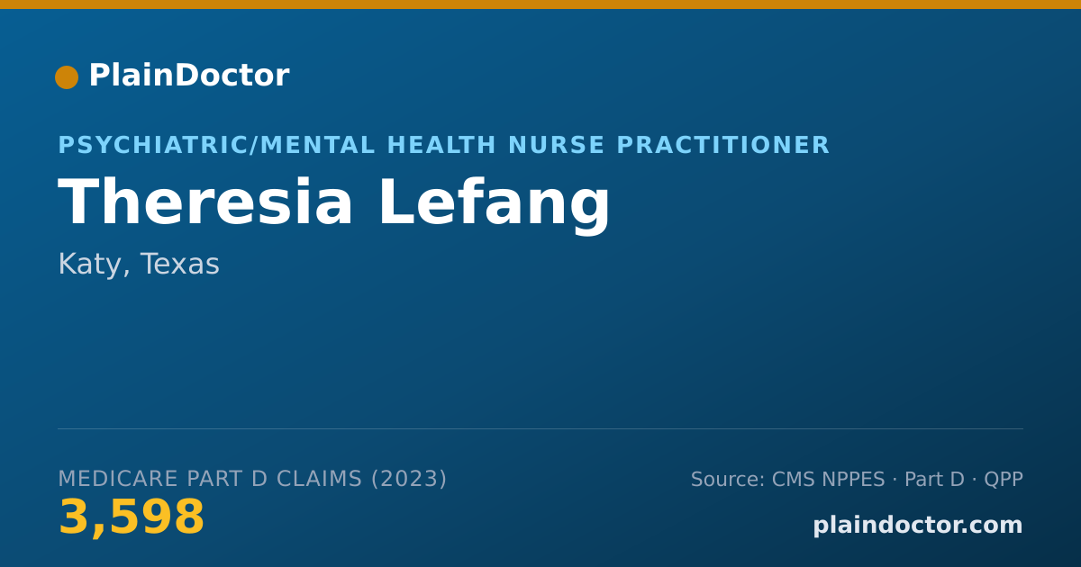 Shareable card for Theresia Lefang - Psychiatric/Mental Health Nurse Practitioner, Katy, TX
