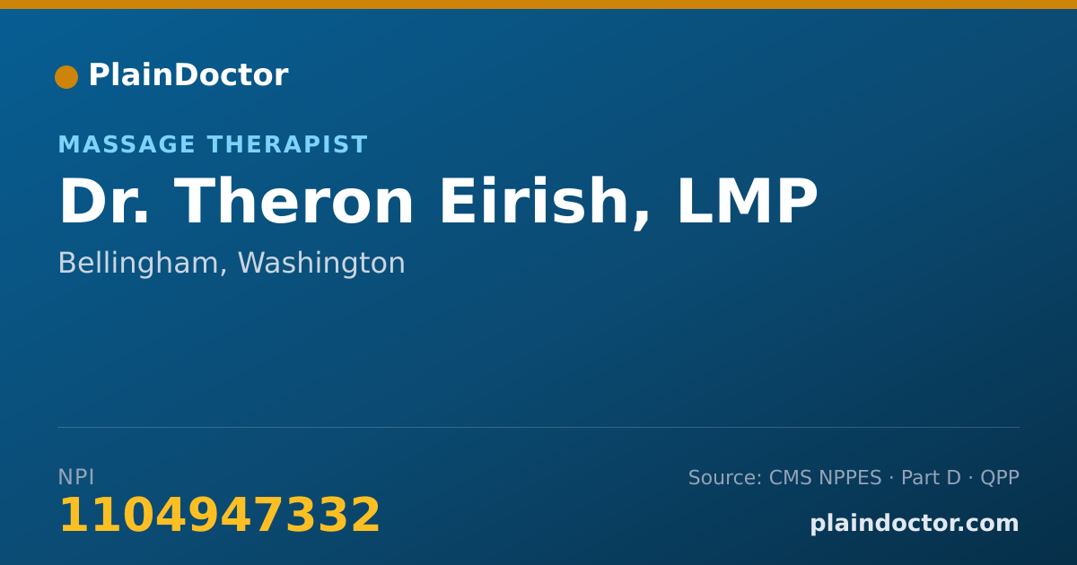 Shareable card for Theron Eirish, LMP - Massage Therapist, Bellingham, WA