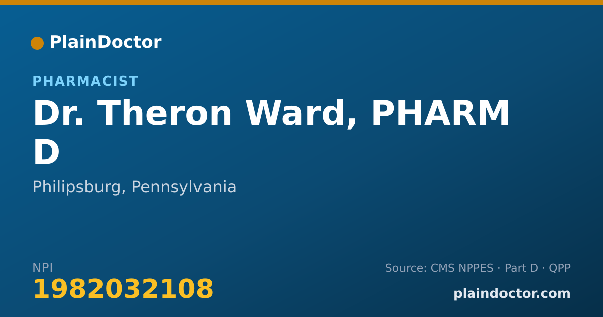 Shareable card for Theron Ward, PHARM D - Pharmacist, Philipsburg, PA
