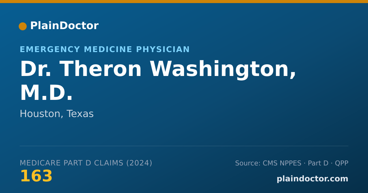 Shareable card for Theron Washington, M.D. - Emergency Medicine Physician, Houston, TX