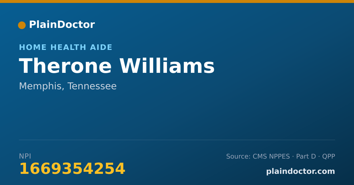 Shareable card for Therone Williams - Home Health Aide, Memphis, TN