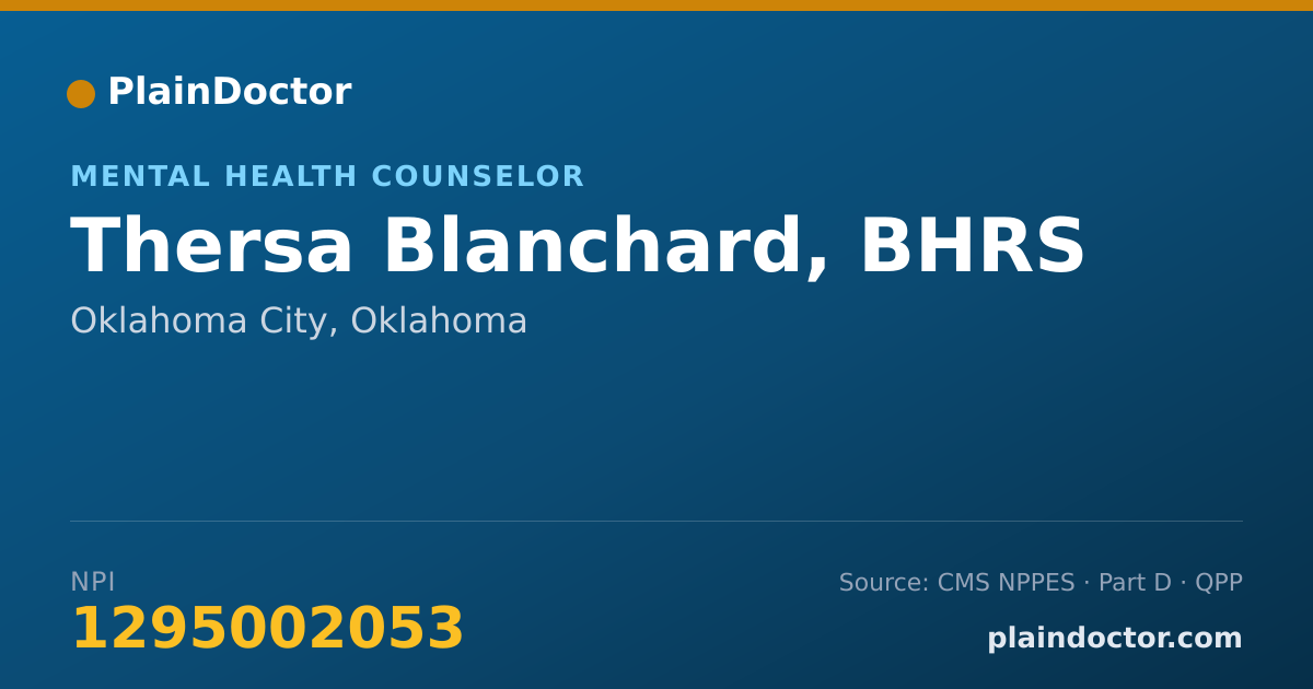 Shareable card for Thersa Blanchard, BHRS - Mental Health Counselor, Oklahoma City, OK