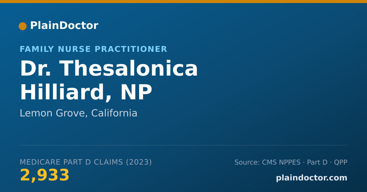 Shareable card for Thesalonica Hilliard, NP - Family Nurse Practitioner, Lemon Grove, CA