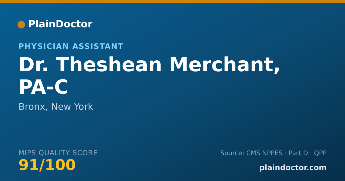 Shareable card for Theshean Merchant, PA-C - Physician Assistant, Bronx, NY
