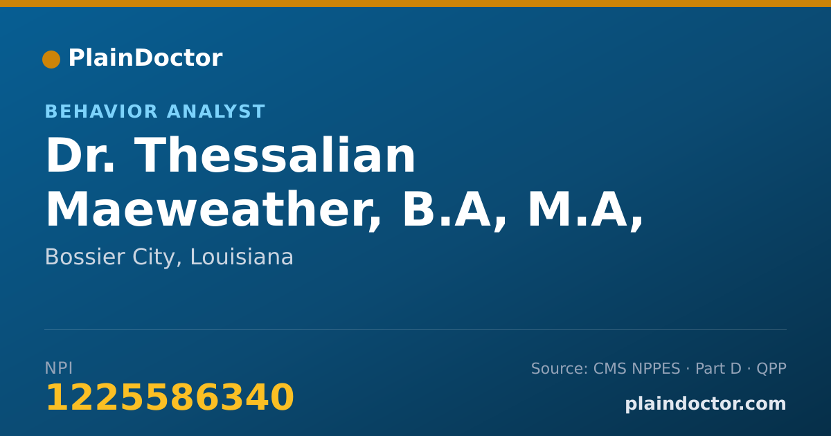 Shareable card for Thessalian Maeweather, B.A, M.A, BCBA, LBA - Behavior Analyst, Bossier City, LA