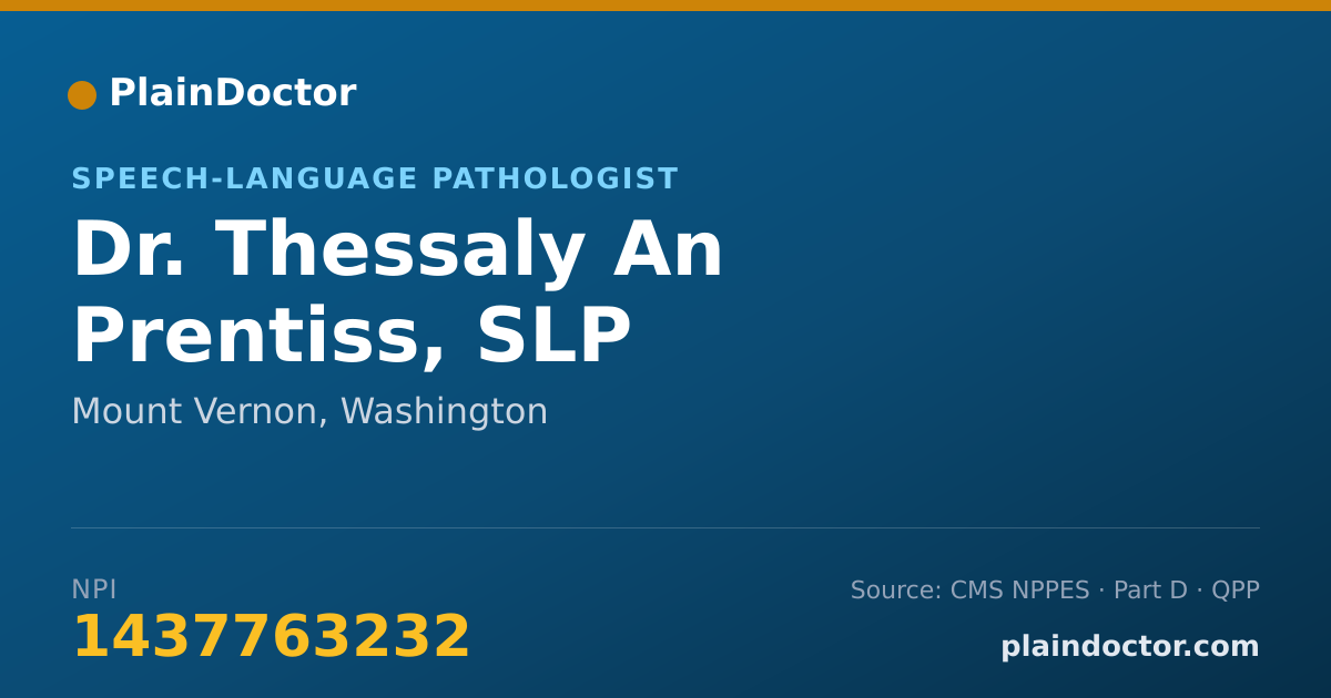 Shareable card for Thessaly An Prentiss, SLP - Speech-Language Pathologist, Mount Vernon, WA