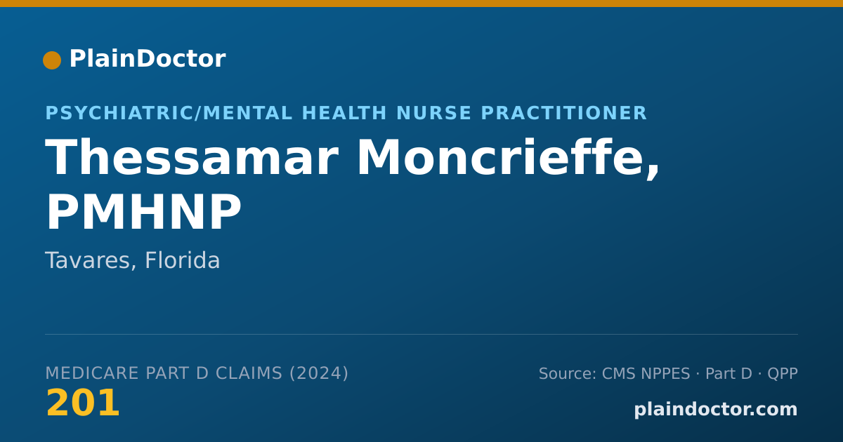 Shareable card for Thessamar Moncrieffe, PMHNP - Psychiatric/Mental Health Nurse Practitioner, Tavares, FL