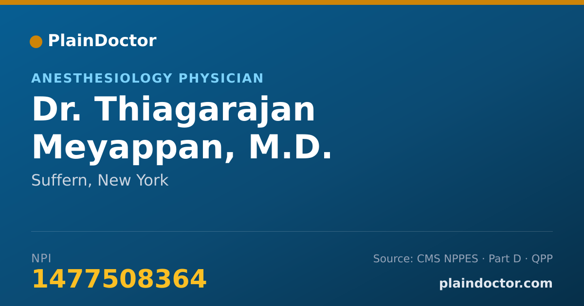 Shareable card for Thiagarajan Meyappan, M.D. - Anesthesiology Physician, Suffern, NY
