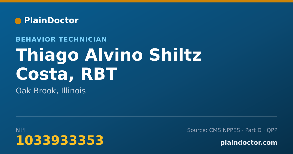 Shareable card for Thiago Alvino Shiltz Costa, RBT - Behavior Technician, Oak Brook, IL