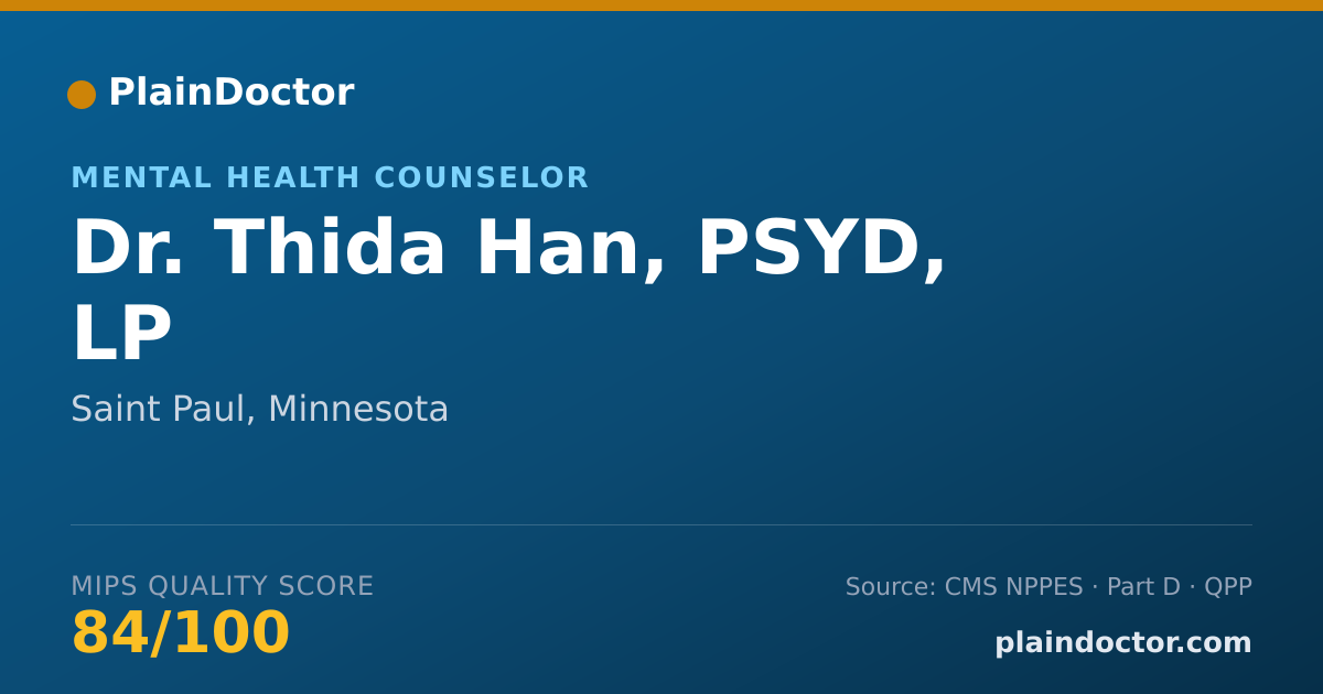 Shareable card for Thida Han, PSYD, LP - Mental Health Counselor, Saint Paul, MN